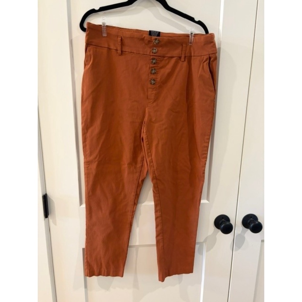Jules & Leopold Womens XL Burnt Orange High Rise Button Fly Tapered Crop Pants